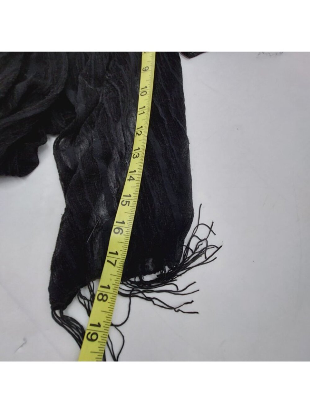 Black Semi Sheer Scarf Fringe Set Of 2 Various Sizes - Picture 10 of 11